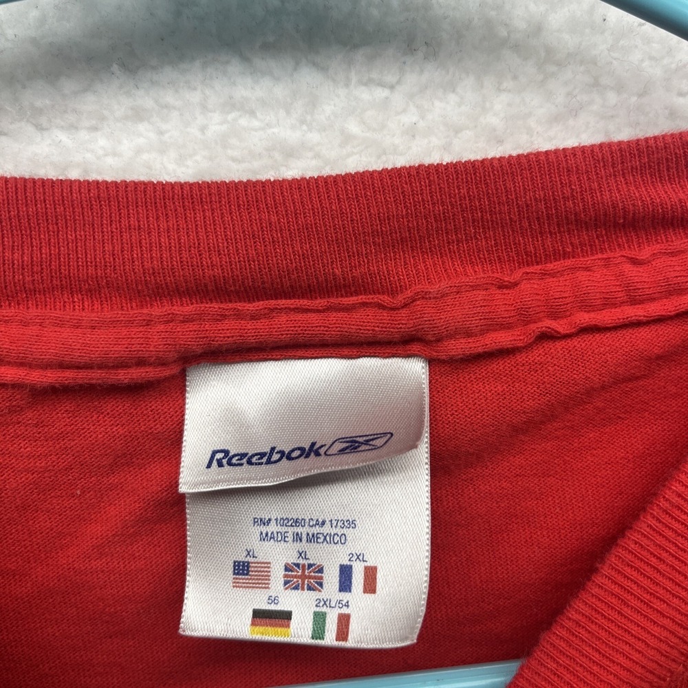 Reebok Shirt Mens XL Red Plain Tee Workout Gym Sports Activewear Chore Hot Fire - Picture 8 of 15